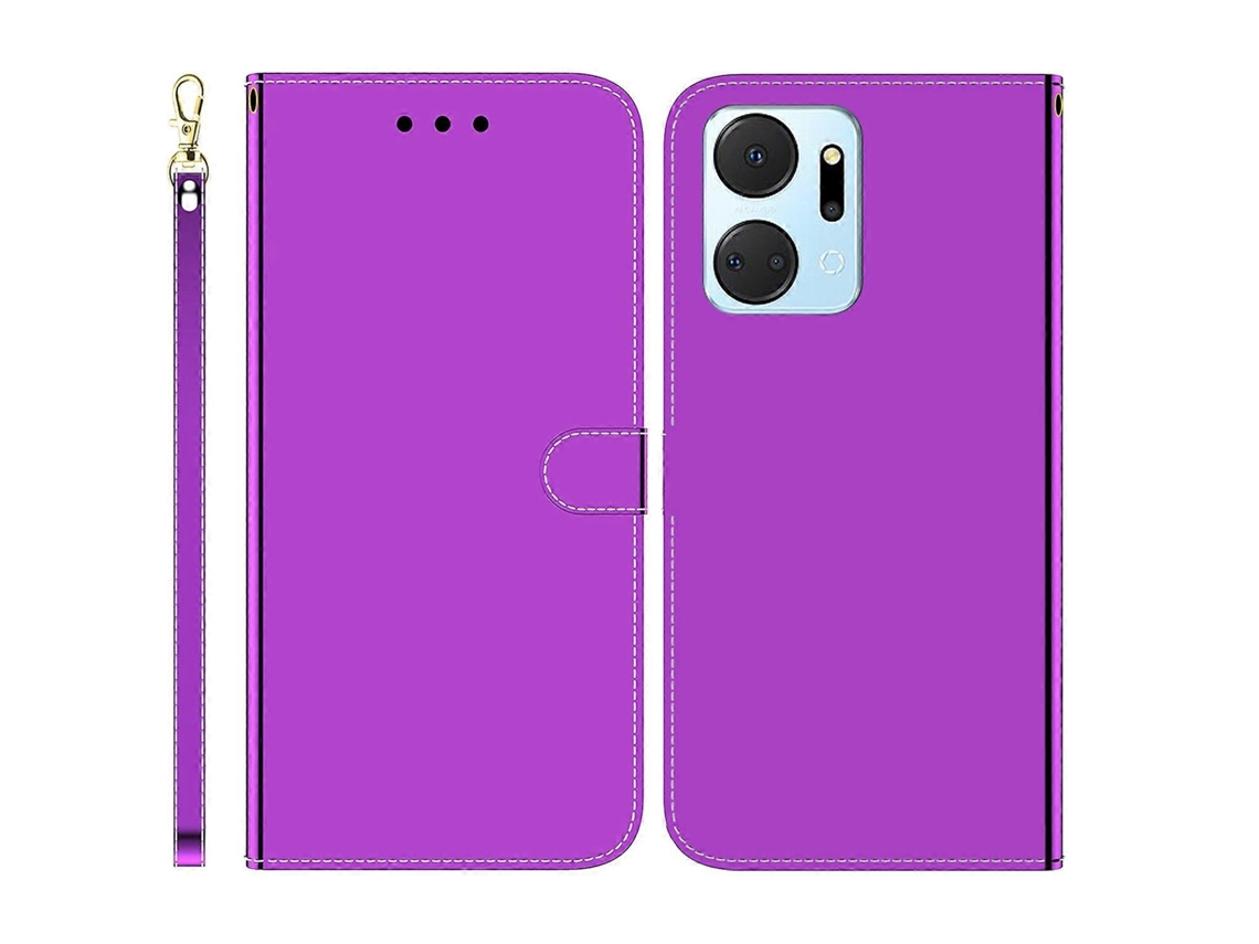 Capa De Celular For Honor X7a Com Superfície Espelhada E Abertura Horizontal Em Couro.