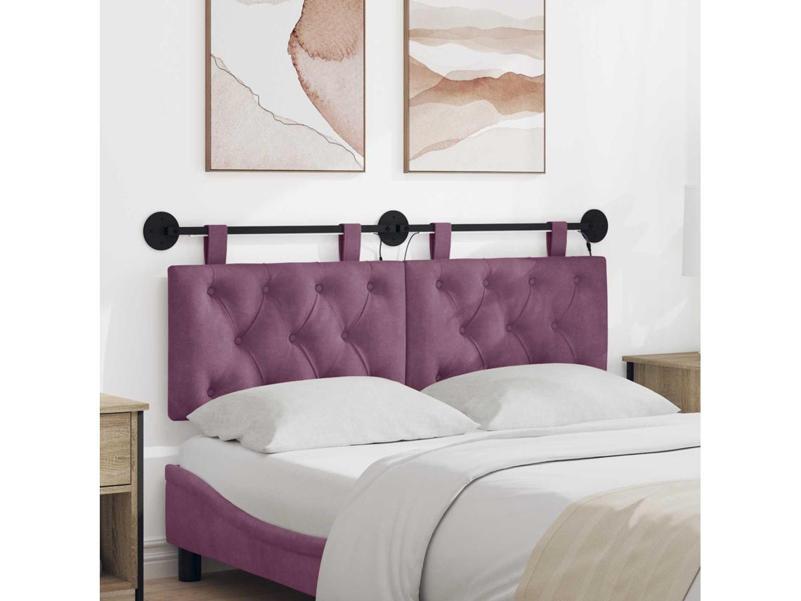 Vidaxl Cabeceira Suspensa Roxo Veludo