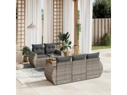 Vidaxl 6 Pcs Conjunto Sofás De Jardim Com Almofadões Vime Cinzento