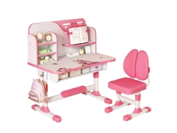 Conjunto De Mesa E Cadeira Para Crianças, Design Ergonômico, Altura Ajustável, Rosa Oem