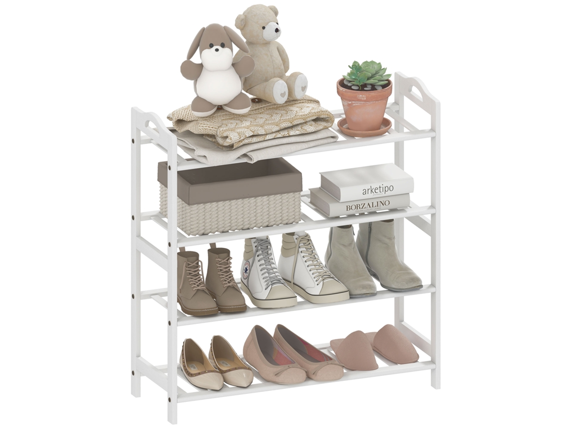 Sapateira Bambu Cor Branco 67,5x24,7x72 cm Homcom