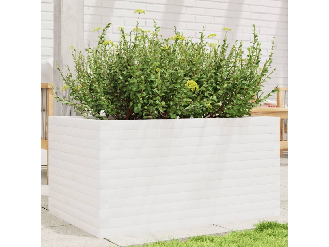 Vidaxl Vaso/floreira De Jardim 90x60x45,5 Cm Pinho Maciço Branco