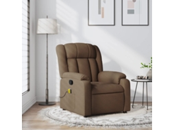 Vidaxl Poltrona De Massagens Reclinável Tecido Castanho