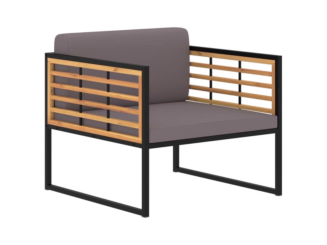 Cadeiras Jardim Almofadões 2pcs Acácia Maciça Cinzento Escuro Dkd Home Decor