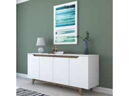 Aparador Oslo Branco E Nogueira 180 X 78,6 X 45 Cm Design Nórdico Leve Me Contigo