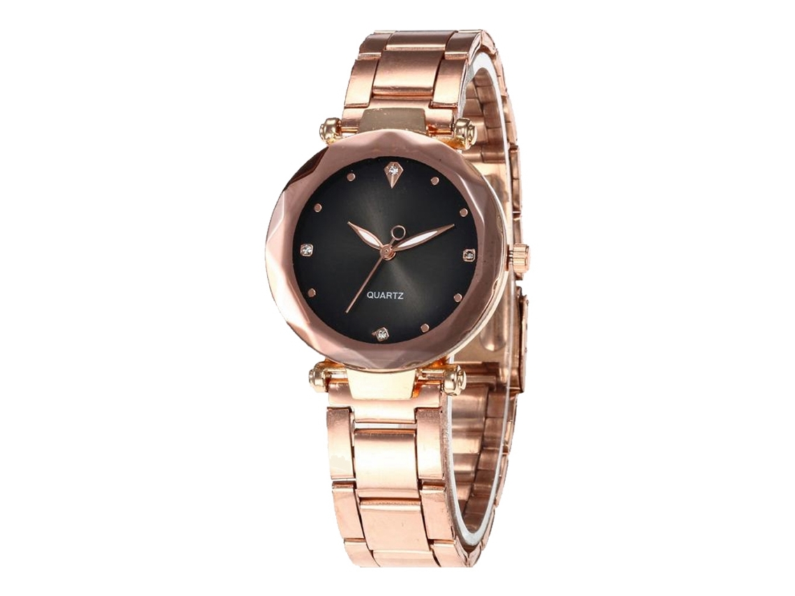Reloj De Cuarzo Con Correa De Metal Estilo Simple Y Moderno Para Mujer (negro)