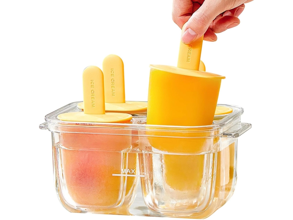 Forma Para Picolé Com 4 Cavidades, Anti Gotejamento E Antiaderente