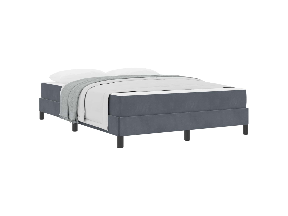 Cama Box com Colchão Cinza Escuro 160 X 200 Cm Tecido MAISON EXCLUSIVE