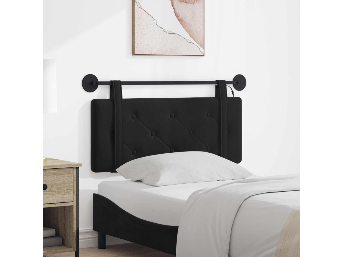 Vidaxl Cabeceira Suspensa Com Luz Led Preto Veludo