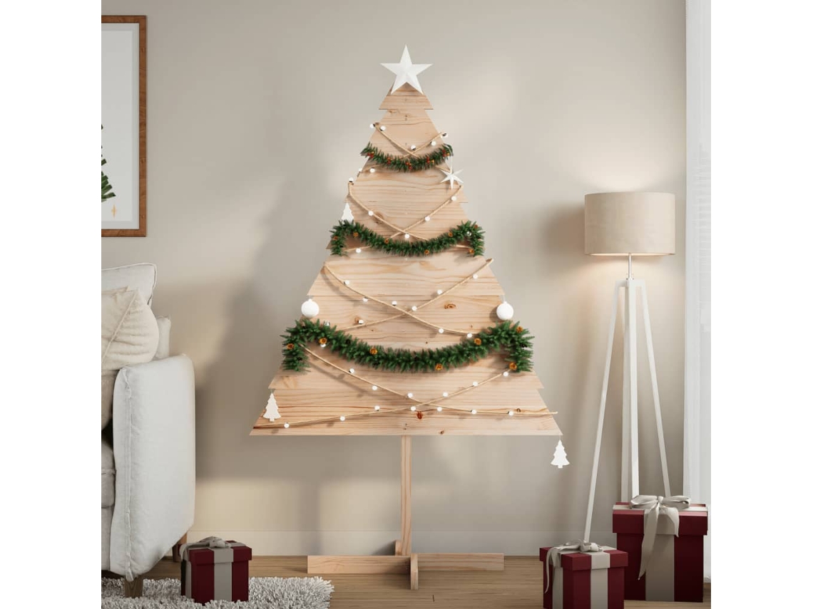 Vidaxl Árvore De Natal Em Madeira Decorativa 150 Cm Madeira Maciça