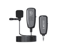 Microfone De Lapela Sem Fio Bt 2.4g Com Cancelamento Ruído Aquaforge (preto)