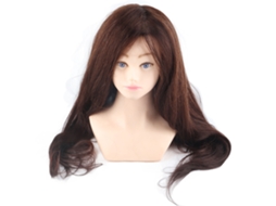 2026 cabeça de Manequim com Cabelo Castanho Escuro para Treinamento de Cabeleireiro com Cabelo Verdadeiro e Maquiagem Delicada