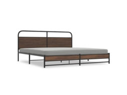 Bed Frame, Bed Frames Vidaxl Marrom Aço (200 X 200 Cm)