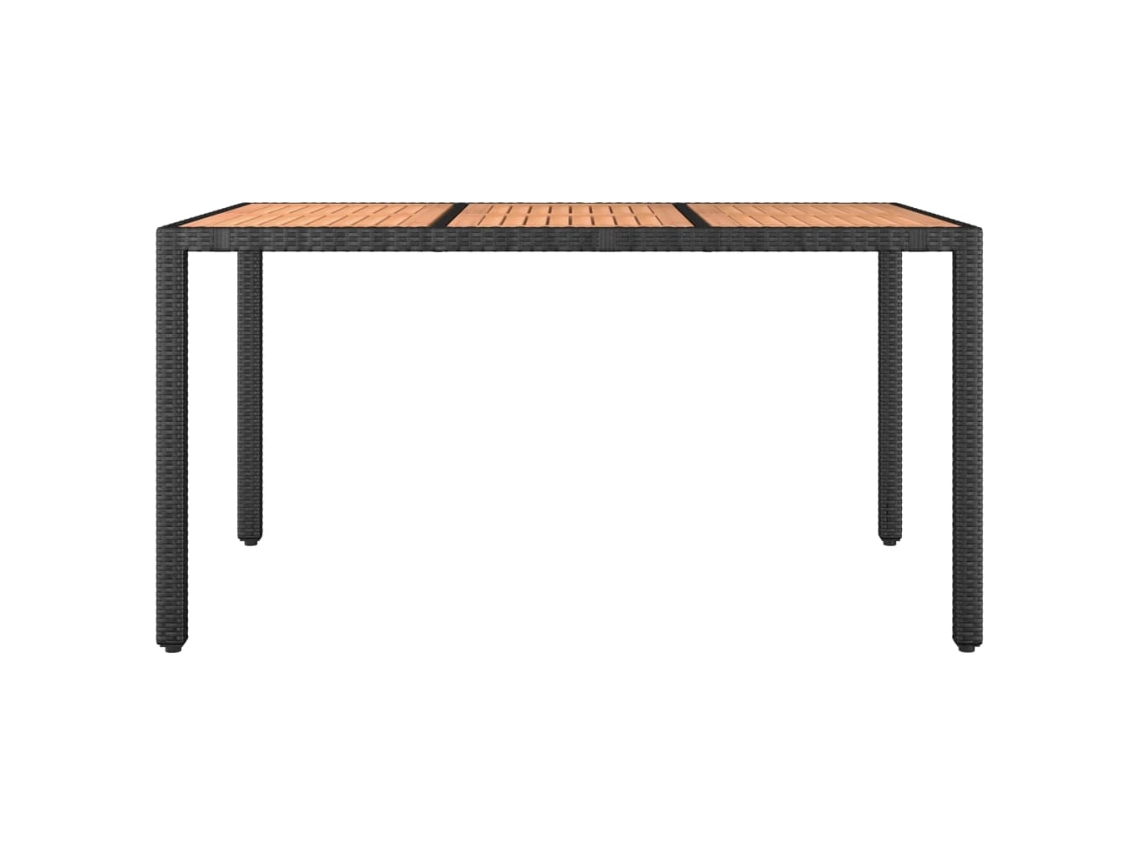 Mesa de Jardim VIDAXL c/ tampo de madeira vime PE/acácia maciça (Preto