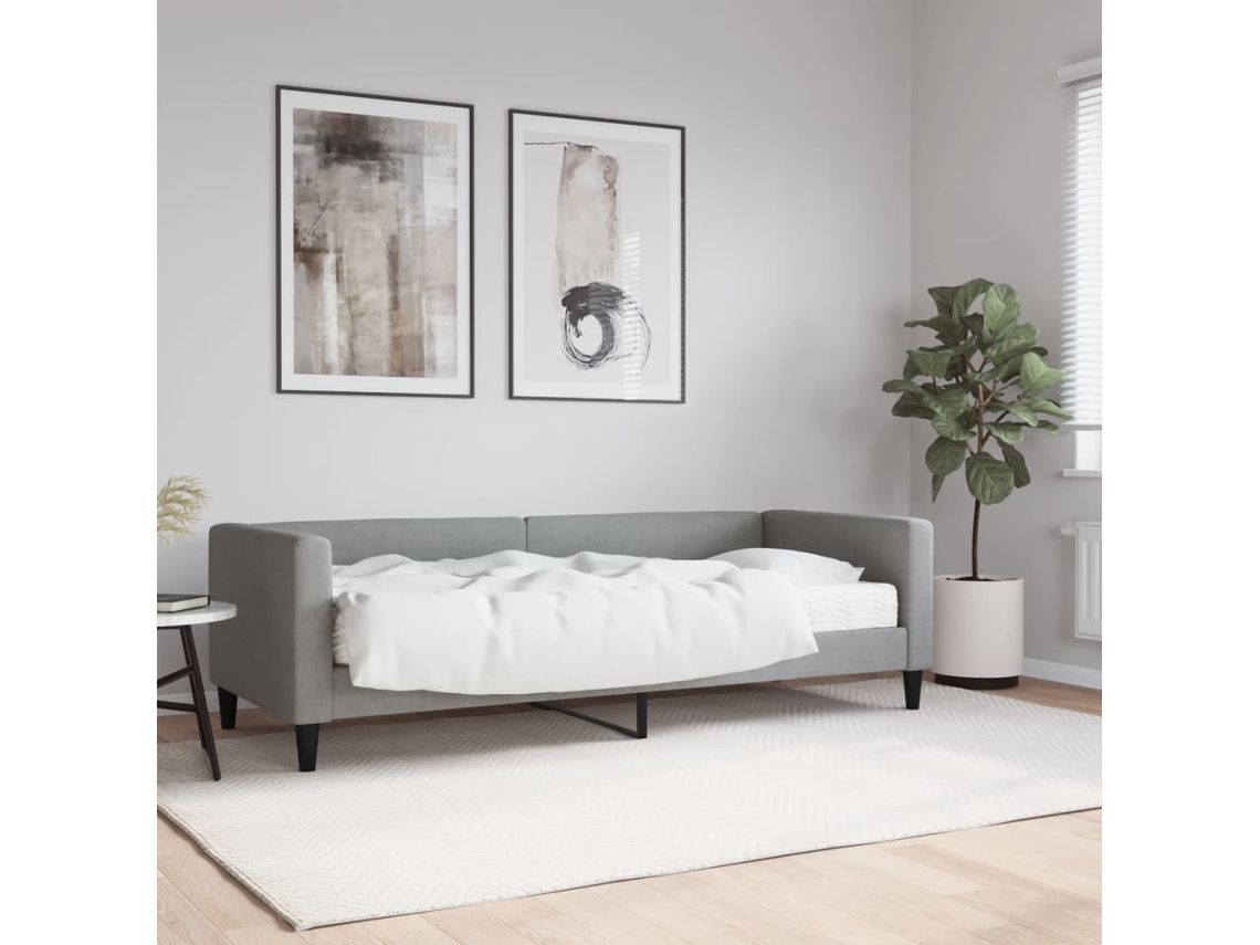 Sofá Cama Com Colchão 80x200 Cm Tecido Cinzento Claro Lovely Home