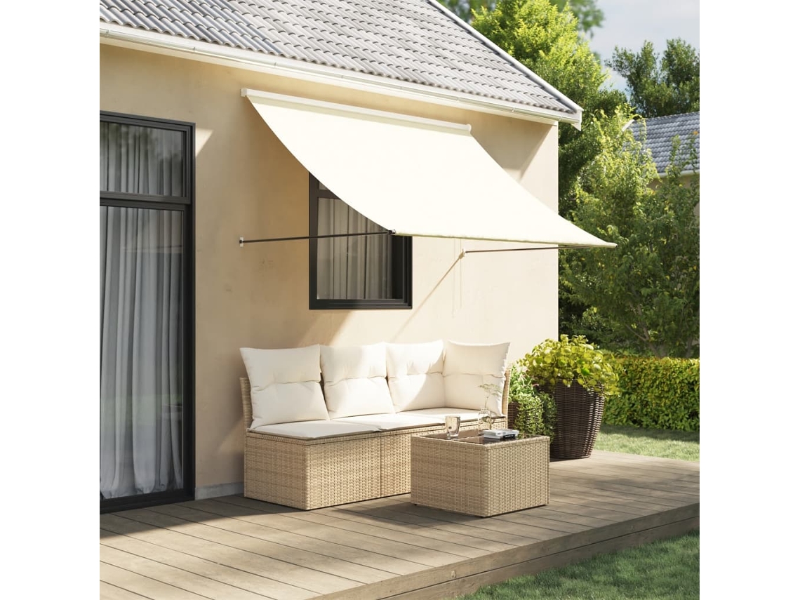 Vidaxl Toldo Retrátil 200x150 Cm Tecido E Aço Cor Creme