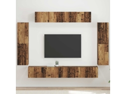 Vidaxl Gabinete Para Tv 8 Unid. Madeira Antiga