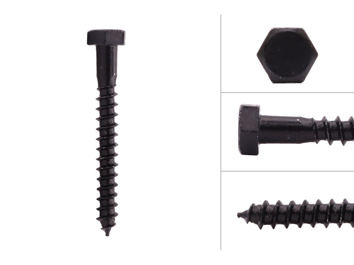 Parafusos Sextavados Pretos de Madeira M6 X 50 Mm 25 Peças WOVAR