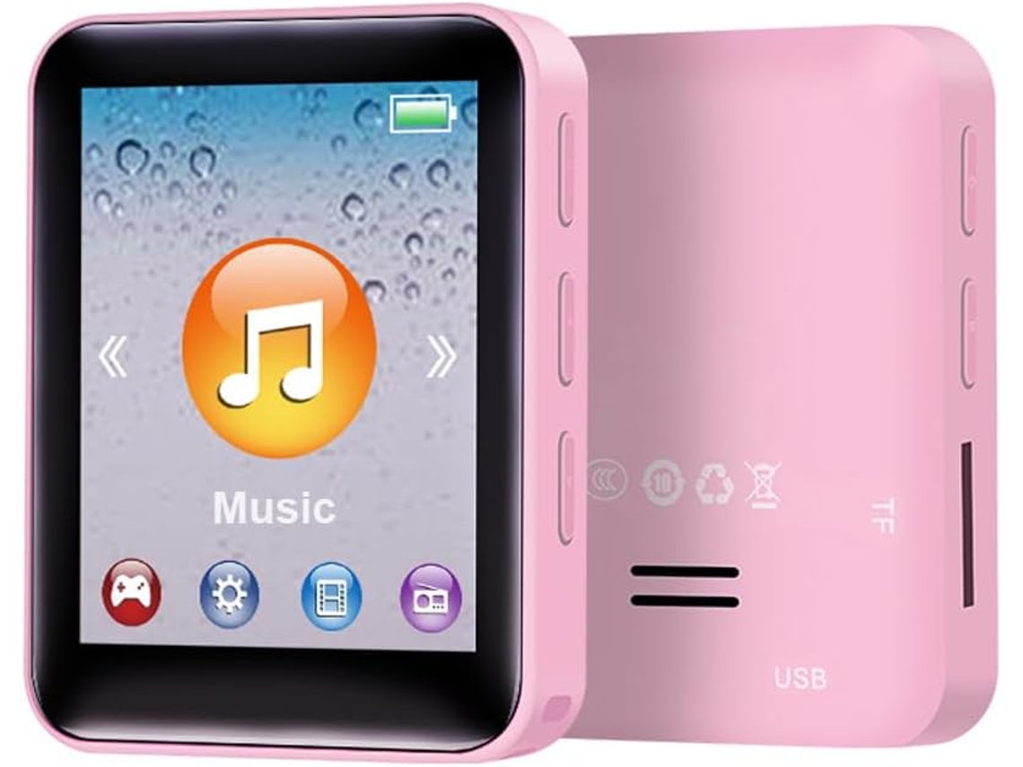 Mini reprodutor portátil de MP3/MP4, placa de vídeo HiFi de 1,77", reprodução e gravação de áudio, carregamento rápido, rosa, 32g