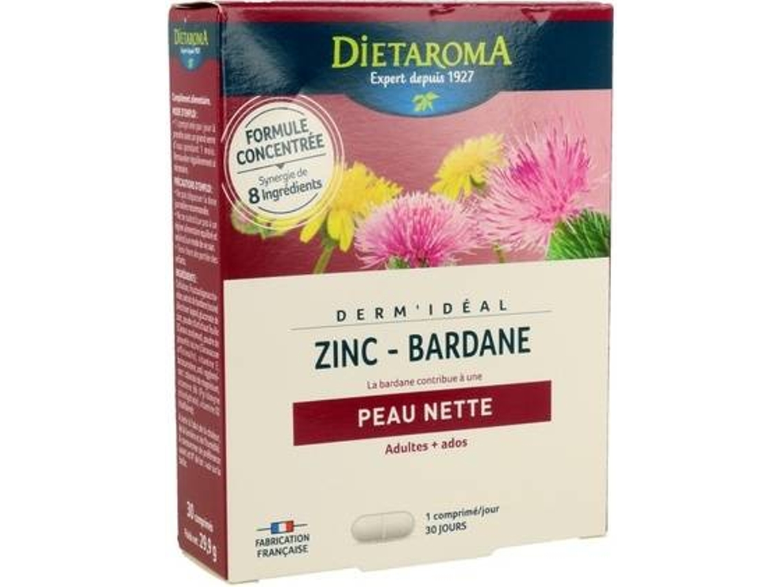 Suplemento Alimentar DIETAROMA Dermidéal - Complexo Zinco Bardana (30 comprimidos)