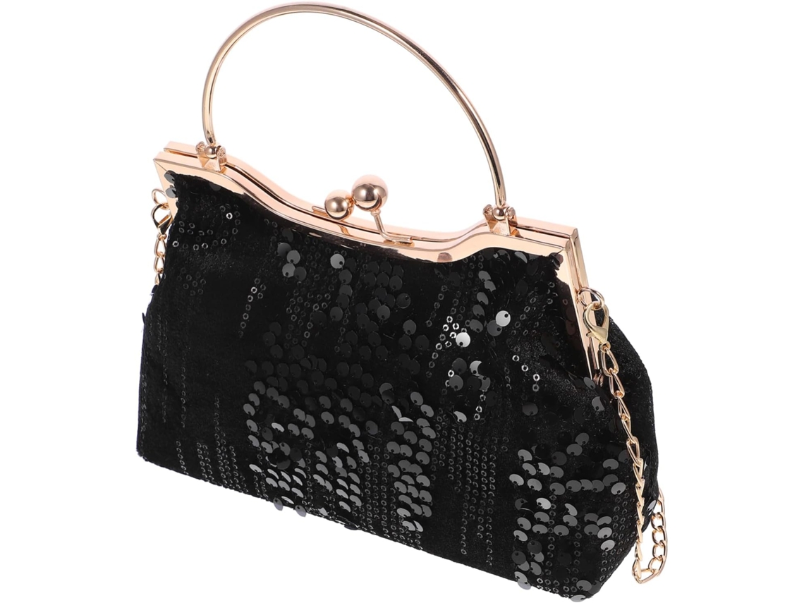 Bolsa Transversal Com Lantejoulas E Estampa De Escamas De Peixe, Elegante E Brilhante, Perfeita Para Festas E Viagens, Preta.