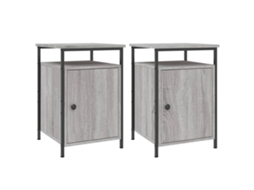 Bedside Cabinet, Bedside Cabinets Vidaxl Cinzeto Madeira Processada (n/a)