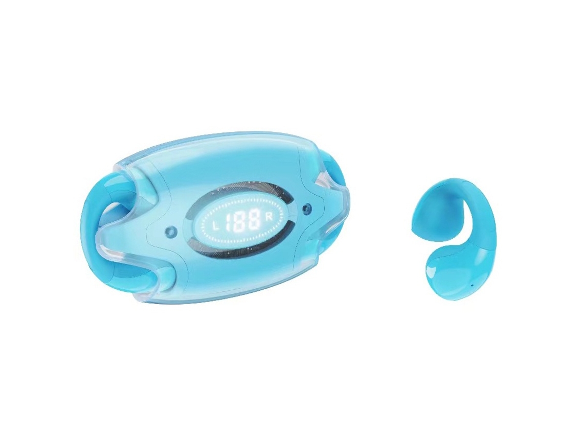 Fones Abertos Bluetooth Verdadeiros Sem Fio C/ Clipe Orelha Resistente Suor Carregamento Rápido 24h Treino Direção Reunião Azul JIAPEI