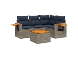 Conjunto de 5 Sofás P/ Jardim C/ Almofadões Vime Pe Cinzento MAISON EXCLUSIVE (5 pcs)