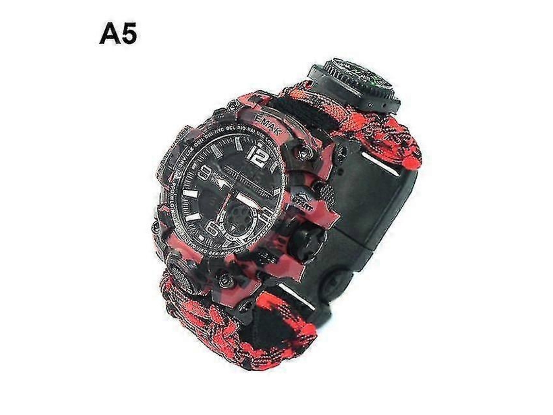 Em 1 Relógio De Pulseira Paracord Tático De Sobrevivência Ao Ar Livre Com Bússola Raspador Rotina Paracord Apito Ferramentas De Acampamento