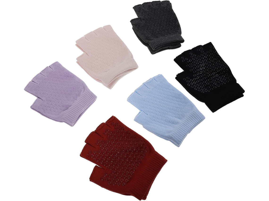 Luvas De Yoga Hemobllo Autumn Em Algodão, 6-pares De Luvas Sem Dedos E Inverno Com Aderência Antiderrapante Para Treino