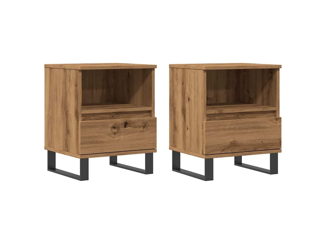 Bedside Cabinet, Bedside Cabinets Vidaxl Marrom Madeira Processada (n/a)