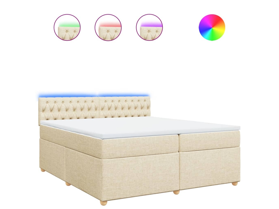 Box Spring Bed, Box Spring Beds Vidaxl Creme Tecido (200 X 200 Cm)