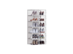Set 12 Cajas De Zapatos Transparentes Apilables Con Puerta Frontal 35x25x19 Cm - Negro