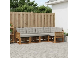 Vidaxl Conjunto De Sofás Para Exterior 5 Pcs Natural E Cinzento-claro