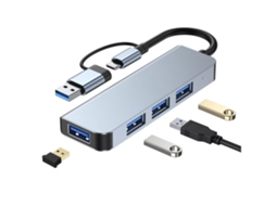 Lurelia Hub Usb-c 4 Em 1 Com Leitor Sd/tf, Usb 3.0 Para Telemóvel E Tablet