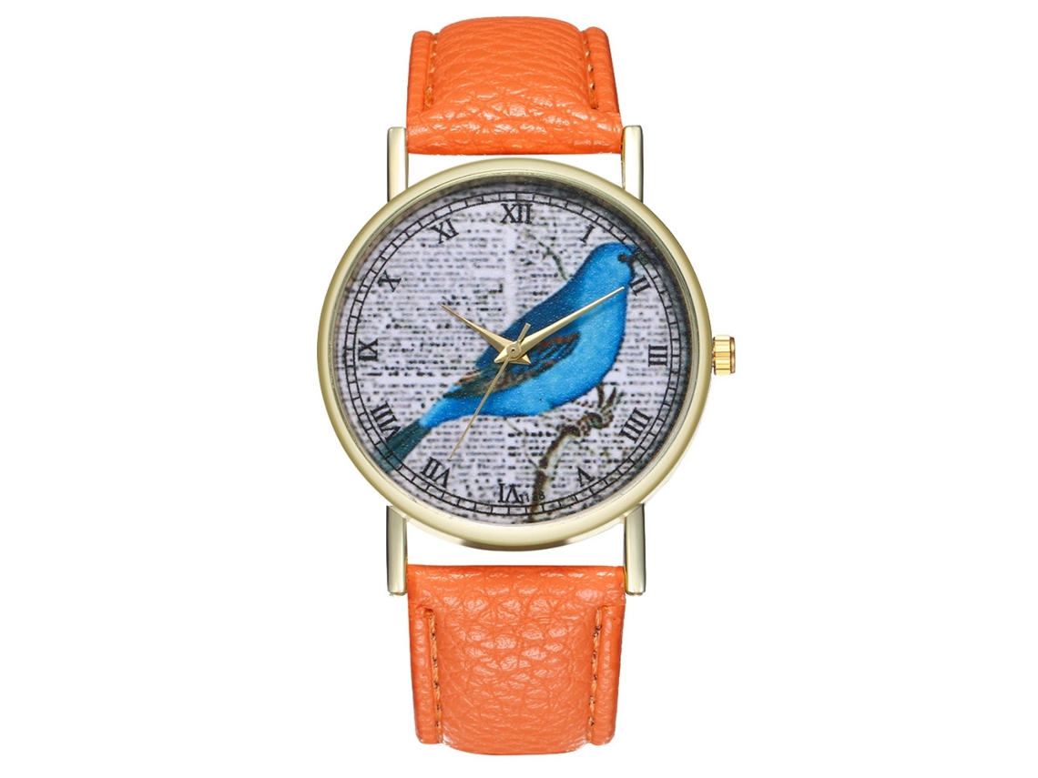 Relógio de pulso analógico masculino em aço, modelo casual e moderno, cor laranja (T138-a).