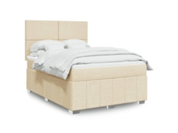 Vidaxl Cama Com Molas/colchão 160x200 Cm Tecido Cor Creme