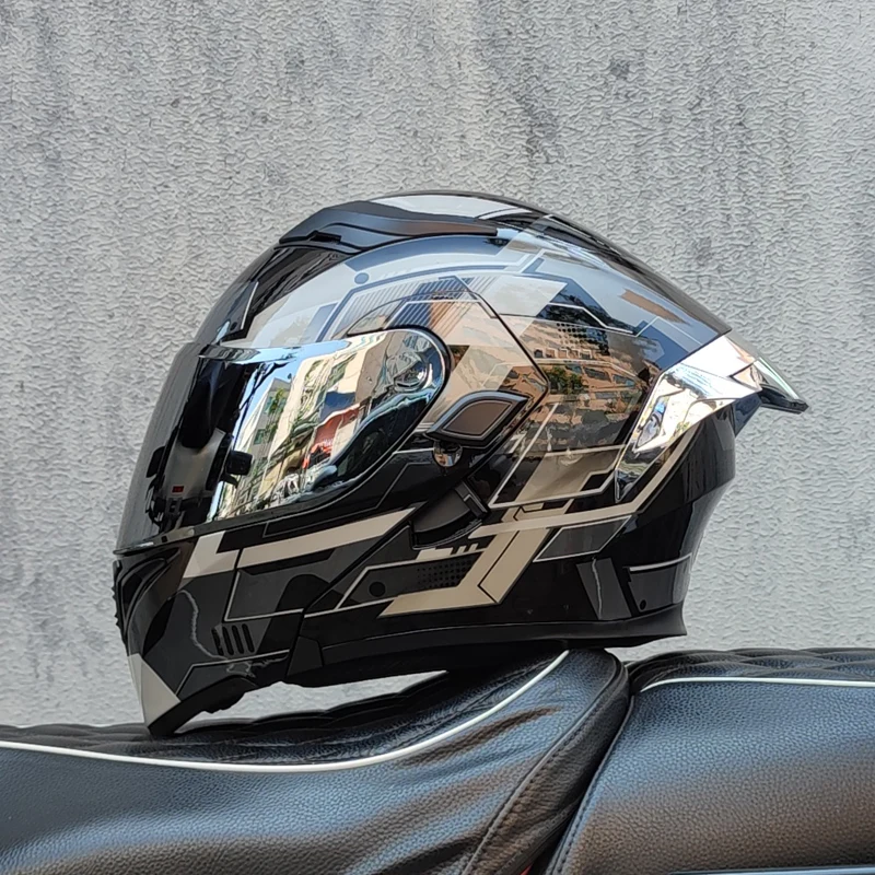 (l) Capacete De Motocicleta Com Lente Dupla Modular Flip-top, Certificado Pelo Dot