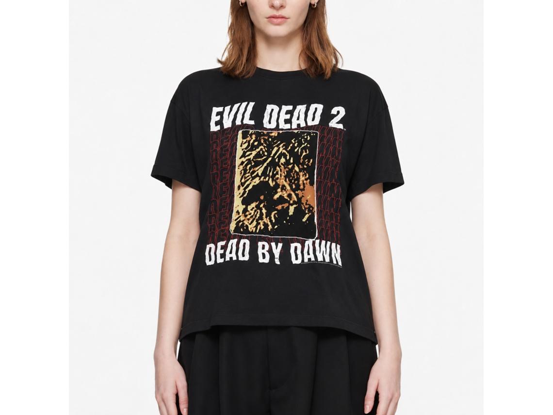 Rockinstone Evil Dead Dead By Dawn Repeating Black Adult T-shirt Size:s