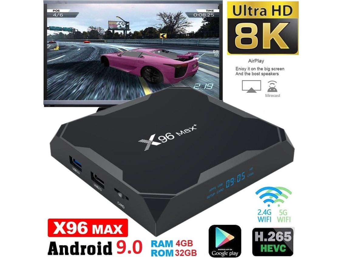 Reprodutor De Mídia 8k Full Hd X96 Max Kodi, Wifi Tv Box Iptv 9.0 Perfeito Aquaforge
