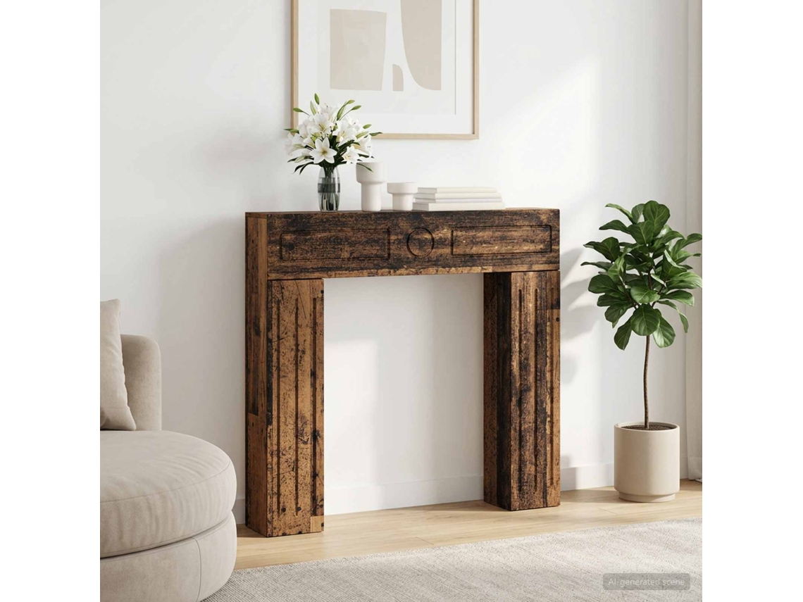Vidaxl Moldura De Lareira Madeira Antiga 102 X 18 X 100,5 Cm