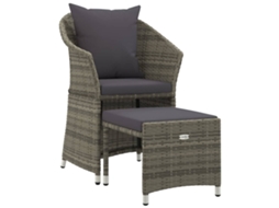 Maison Exclusive - 2 Pcs Conjunto Lounge De Jardim C/ Almofadões Vime Pe Cinzento