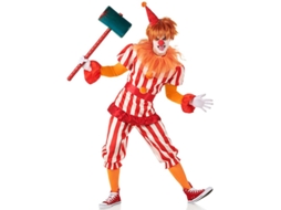 Fato de palhaço de circo vermelho e branco para homem