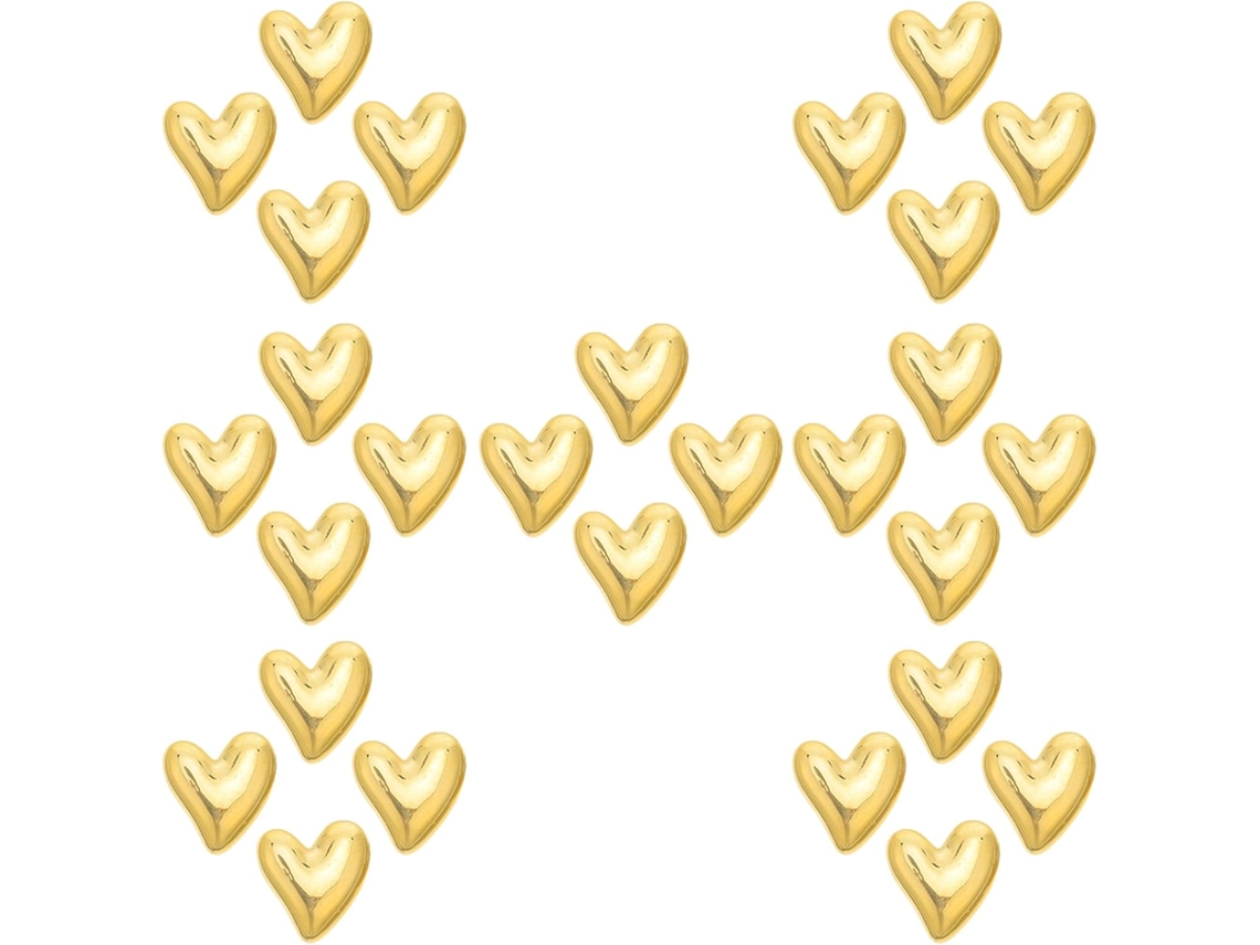 Conjunto Shineofi de 30 pins em formato de coração com acabamento em ouro eletrodepositado para cartões postais e têxteis.