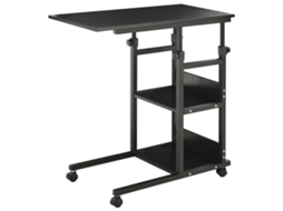 Mesa Lateral SINOHUNGAR com rodízios, formato C, 80x40cm, ajustável, preta