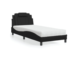 Vidaxl Cama Viana Com Colchão 90x190 Cm Couro Artificial Preto