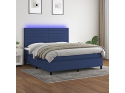 Sommier com Colchão Led PANGSHIYUAN Madeira Tecido Azul (118x203x180cm)