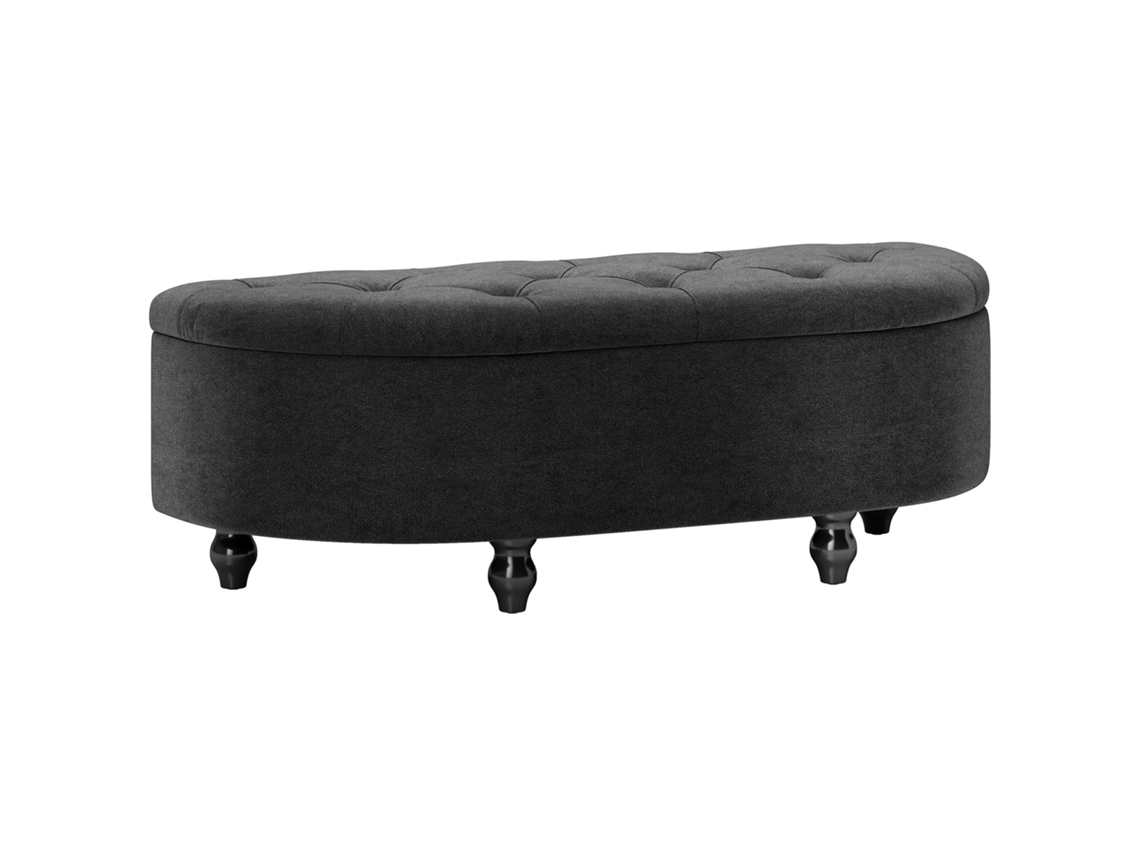 Puff Baú Veludo Fecho Suave 120cm Cinza Escuro
