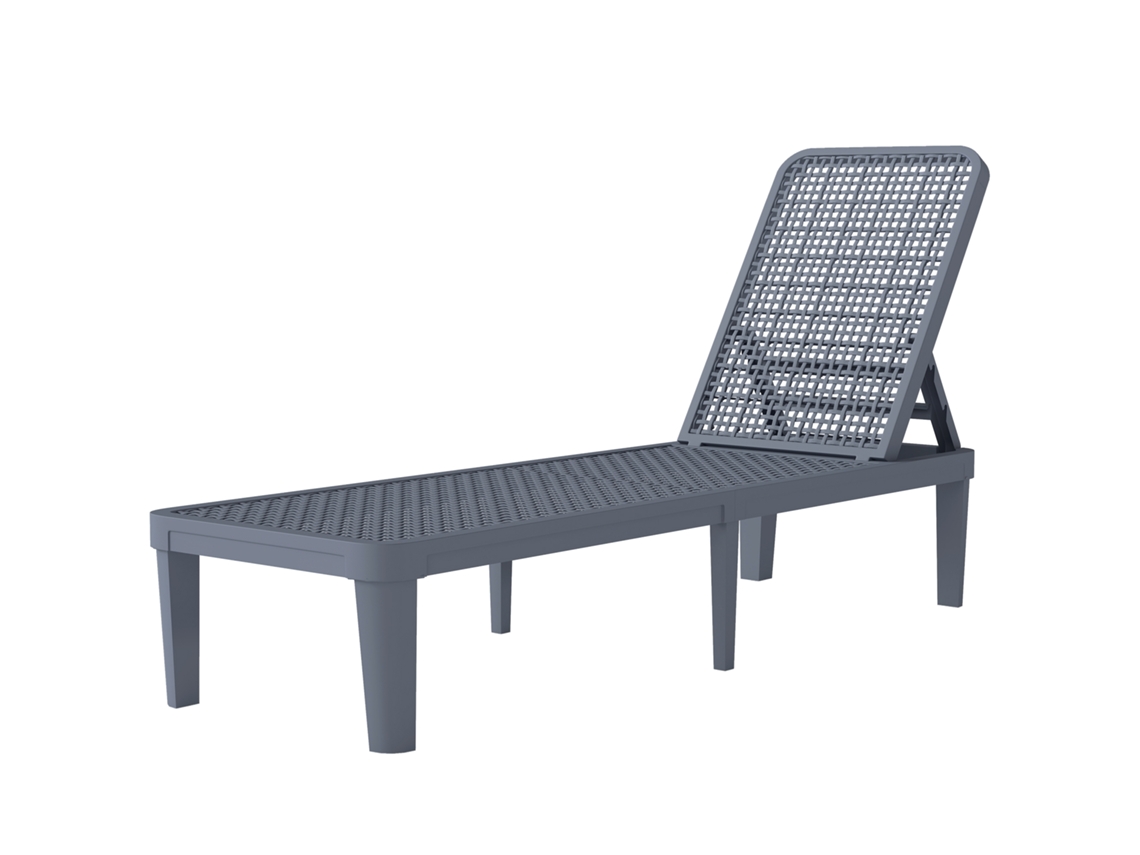 Espreguiçadeira Reclinável De Jardim Exterior Com Encosto Ajustável Em 4 Posições E Estrutura De Pp 191x55x35,5 Cm Cinzento Escuro