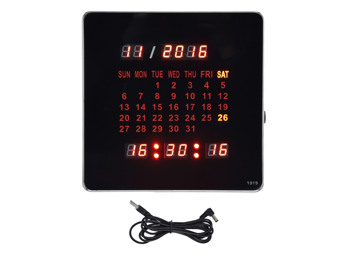 Relógio de parede digital Baok com LED e alarme, calendário, função de memória, plugue europeu 100-240V, design moderno.